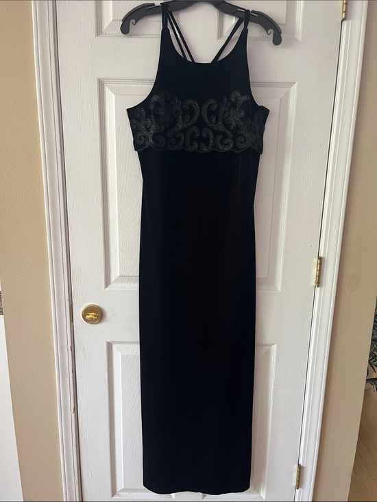 Georgio Fiolini Dresses & Skirts - Black Beaded Velvet Maxi Dress with Halter Neck